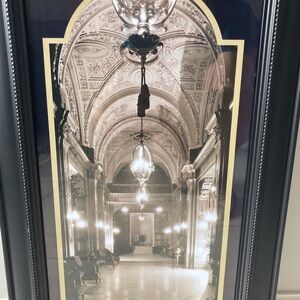 Hotel Royal in France Sepia Print - Black Wood Frame